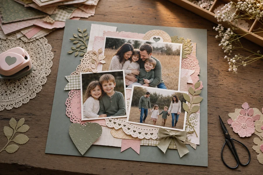 Scrapbook layout with Park Lane patterned cardstock
