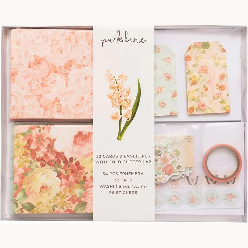 Park Lane floral card making kit with blank cards envelopes washi and stickers